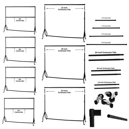 Heavy duty black garment rail - duty,