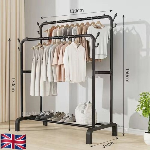 Black double clothes - clothes, rail