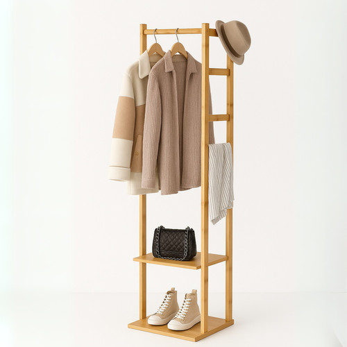 Narrow bamboo clothes - bamboo, rail