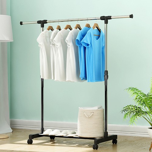 Single rod metal garment rack - garment,